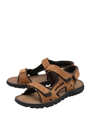 Lotus Brown Suede Riptape Sandals - Image 2 of 4