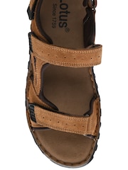 Lotus Brown Suede Riptape Sandals - Image 4 of 4