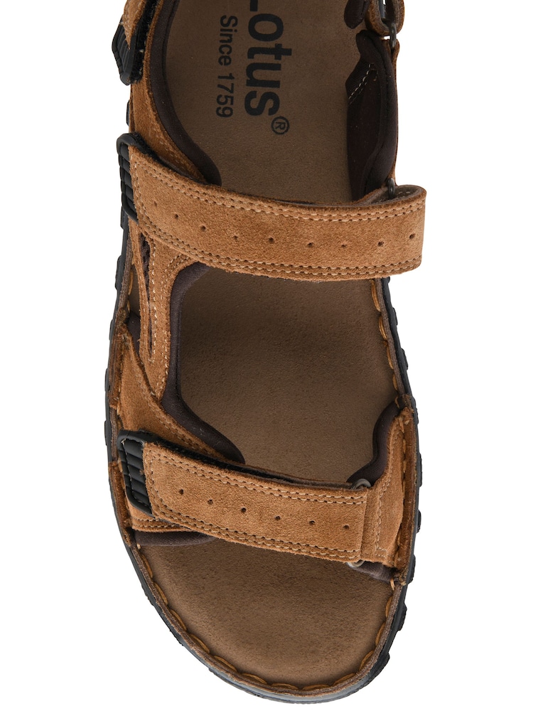 Lotus Brown Suede Riptape Sandals - Image 4 of 4 Lotus Brown Suede Riptape Sandals - Image 4 of 4