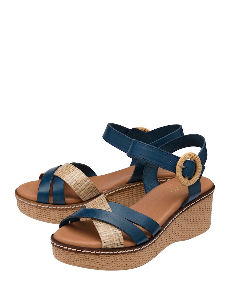 Blau - Lotus Leather Wedge Sandals - Bild 2 von 4
