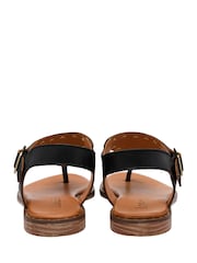 Lotus Black Leather Toe-Post Sandals - Image 3 of 4