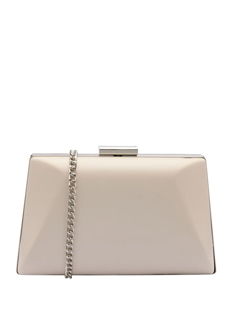 Lotus White Clutch Bag with Chain - Image 1 of 4 Lotus White Clutch Bag with Chain - Image 1 of 4