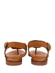 Lotus Brown Leather Toe-Post Sandals - Image 3 of 4