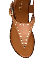 Lotus Brown Leather Toe-Post Sandals - Image 4 of 4