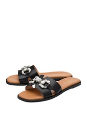 Lotus Black Flat Mule Sandals - Image 2 of 4