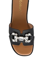 Lotus Black Flat Mule Sandals - Image 4 of 4