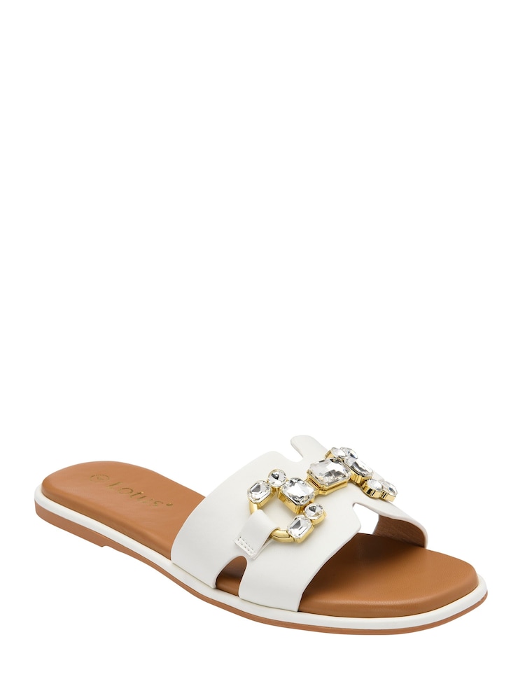 Lotus White Flat Mule Sandals - Image 1 of 4