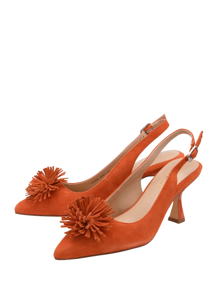 Lotus Orange Suede Slingback Court Shoes - Image 1 of 4