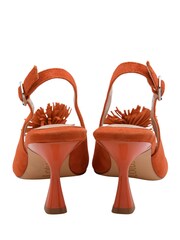 Lotus Orange Suede Slingback Court Shoes - Image 3 of 4
