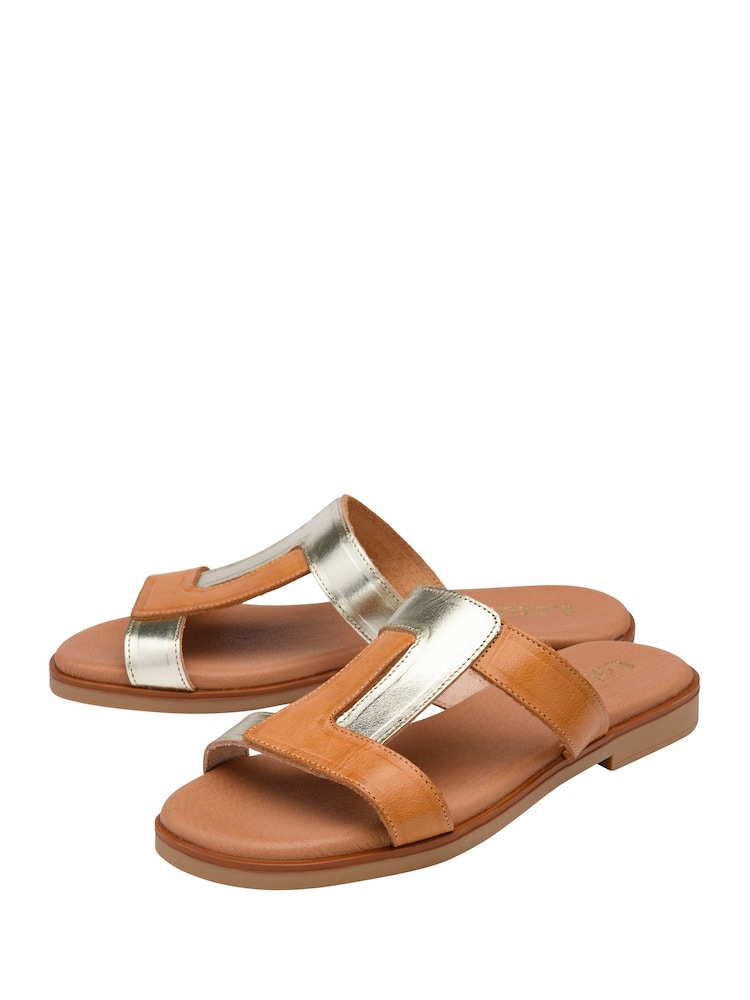 Lotus Brown Leather Mule Sandals - Image 2 of 4 Lotus Brown Leather Mule Sandals - Image 2 of 4