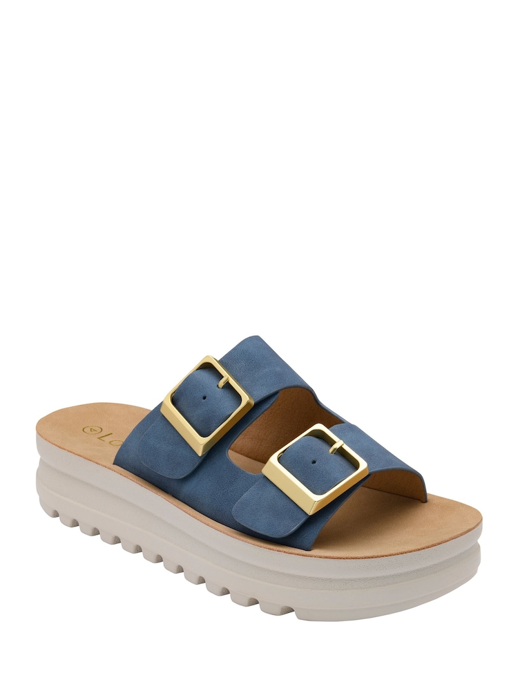 Lotus Blue Flatform Mule Sandals - Image 1 of 4 Lotus Blue Flatform Mule Sandals - Image 1 of 4