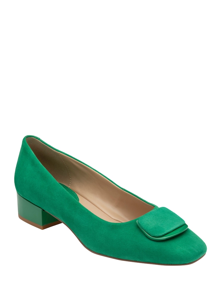 Lotus Green Suede Low Block-Heel Shoes - Image 1 of 4