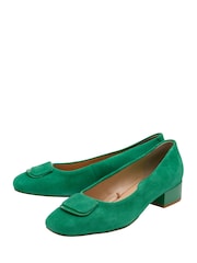Lotus Green Suede Low Block-Heel Shoes - Image 2 of 4