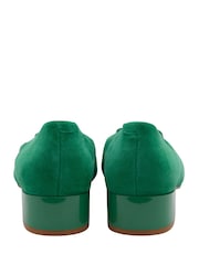 Lotus Green Suede Low Block-Heel Shoes - Image 3 of 4