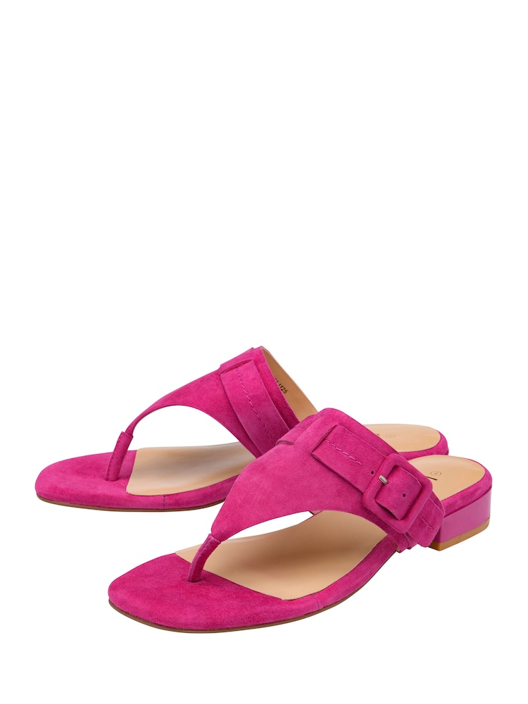 Lotus Pink Suede Toe-Post Mule Sandals - Image 2 of 4
