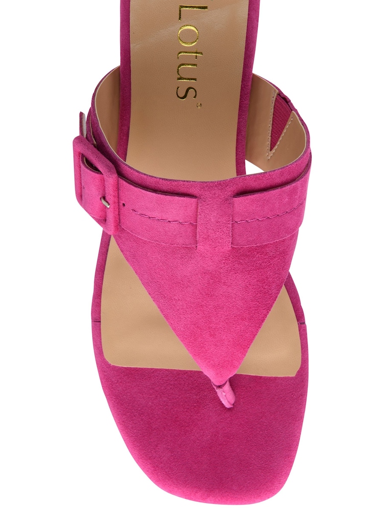 Lotus Pink Suede Toe-Post Mule Sandals - Image 4 of 4