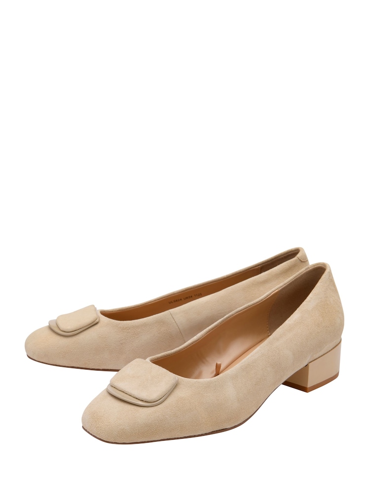Lotus Nude Suede Low Block-Heel Shoes - Image 2 of 4