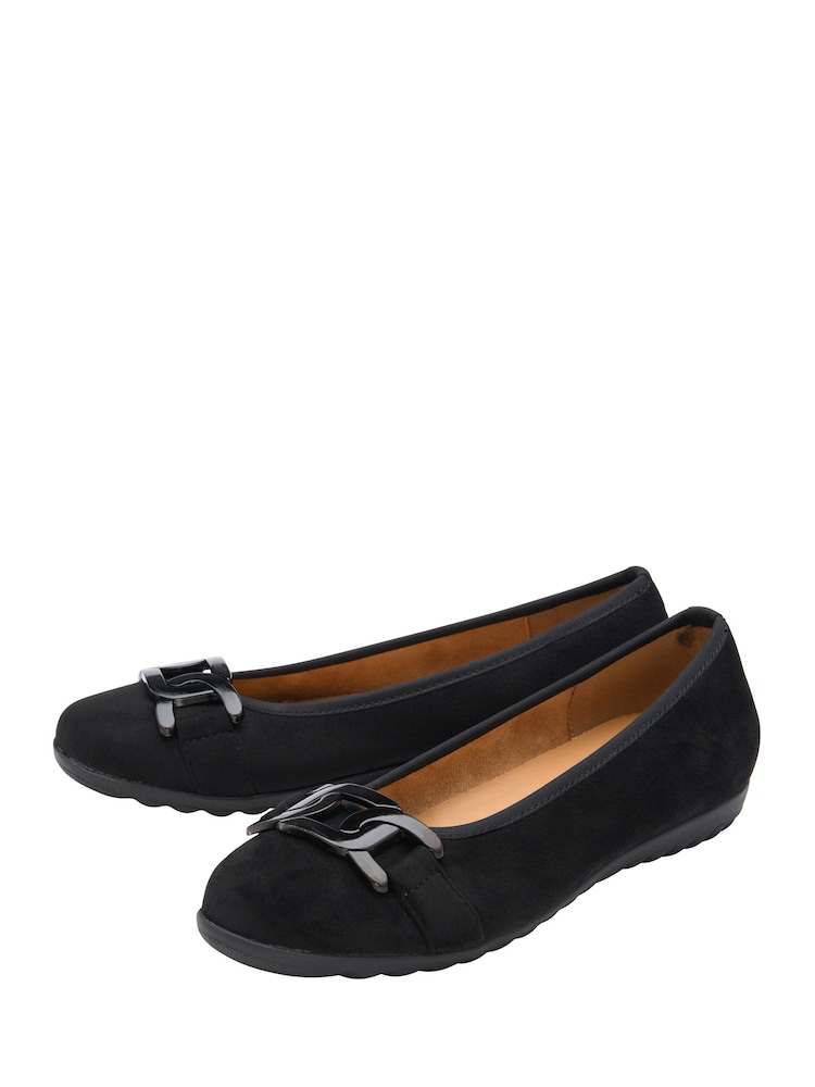 Lotus Black Flat Slip-On Shoes - Image 2 of 4