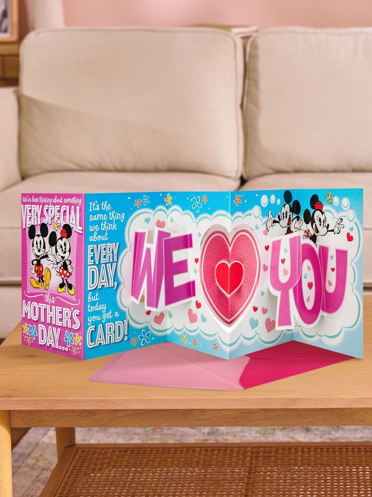 Hallmark Pink Mother's Day Card Disney Mickey & Minnie Mouse - Image 1 of 4