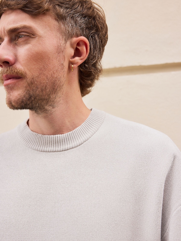 Light Grey Chenille Crew Neck Jumper - Image 1 of 7