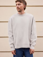 Light Grey Chenille Crew Neck Jumper - Image 3 of 7