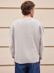 Light Grey Chenille Crew Neck Jumper - Image 4 of 7