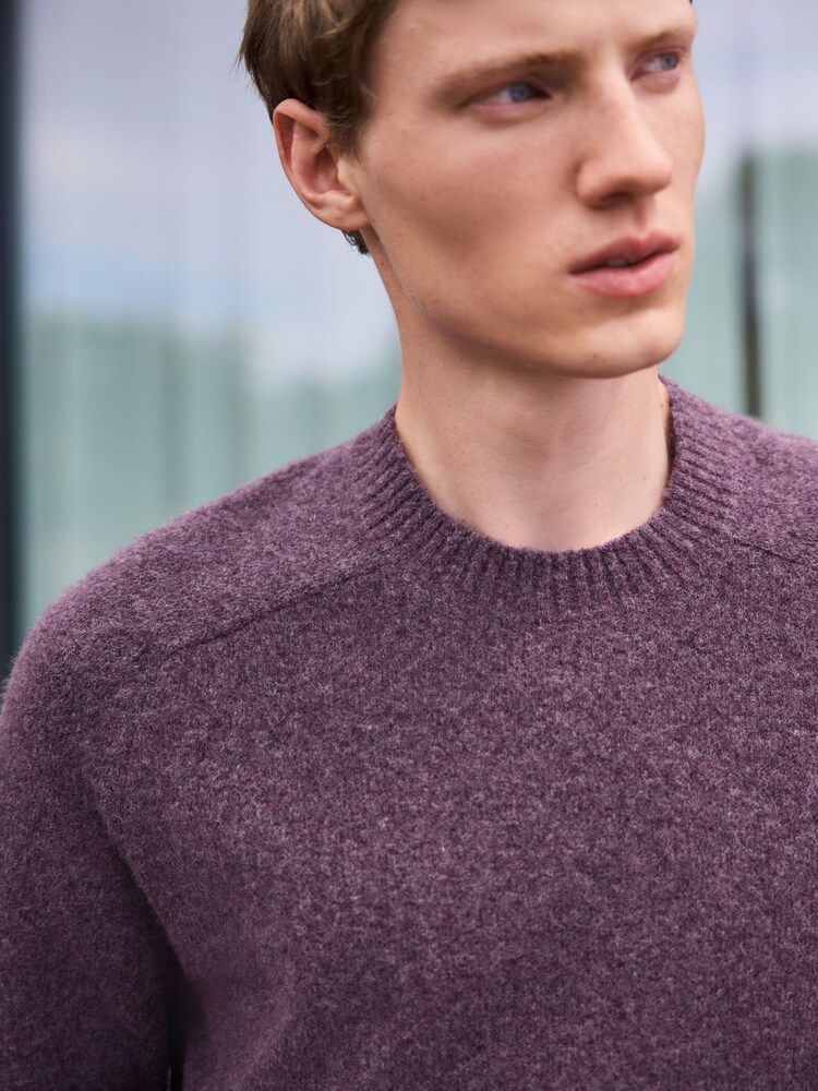 Purple Relaxed Fit Cosy Crew Neck Jumper with Wool - Image 1 of 8 Purple Relaxed Fit Cosy Crew Neck Jumper with Wool - Image 1 of 8
