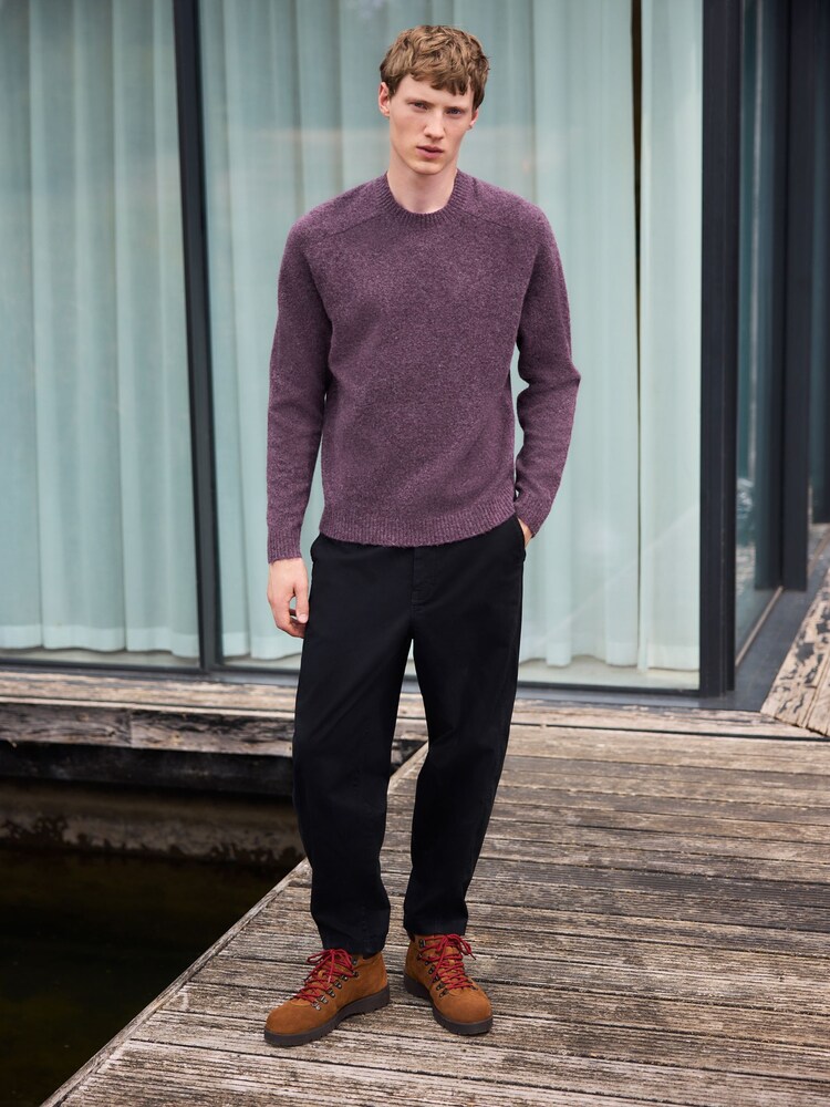 Purple Relaxed Fit Cosy Crew Neck Jumper with Wool - Image 2 of 8 Purple Relaxed Fit Cosy Crew Neck Jumper with Wool - Image 2 of 8