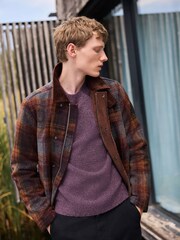 Purple Relaxed Fit Cosy Crew Neck Jumper with Wool - Image 3 of 8