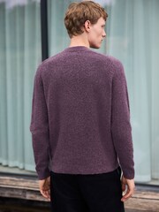Purple Relaxed Fit Cosy Crew Neck Jumper with Wool - Image 4 of 8