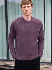 Purple Relaxed Fit Cosy Crew Neck Jumper with Wool - Image 5 of 8