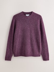 Purple Relaxed Fit Cosy Crew Neck Jumper with Wool - Image 6 of 8