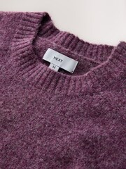Purple Relaxed Fit Cosy Crew Neck Jumper with Wool - Image 7 of 8
