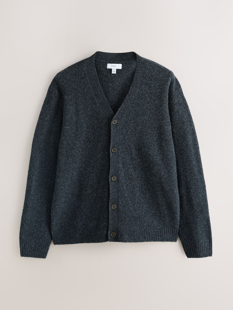 Charcoal Grey Relaxed Fit Cosy Cardigan With Wool - Image 1 of 3