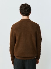 Marron fauve - Polo en maille douillette avec laine - Image 3 de 4