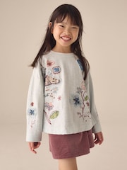 Blue Embroidered Butterfly - رداء علوي بكم طويل (3-16سنة) - صورة 1 من 4