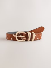 Deer Print Regular Leather Hair On Belt - Image 4 of 6