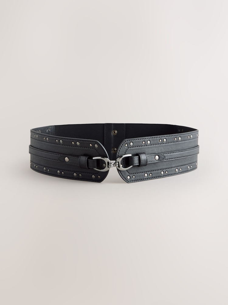 Black Wide Studded Corset Belt - Image 2 of 4 Black Wide Studded Corset Belt - Image 2 of 4