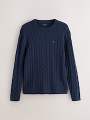 Blue Cable Knit Crew Neck Jumper - Image 5 of 7