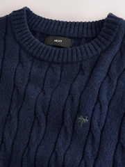 Blue Cable Knit Crew Neck Jumper - Image 6 of 7