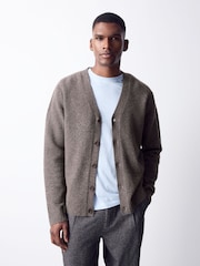 Neutral Relaxed Fit Cosy Cardigan With Wool - Image 1 of 5