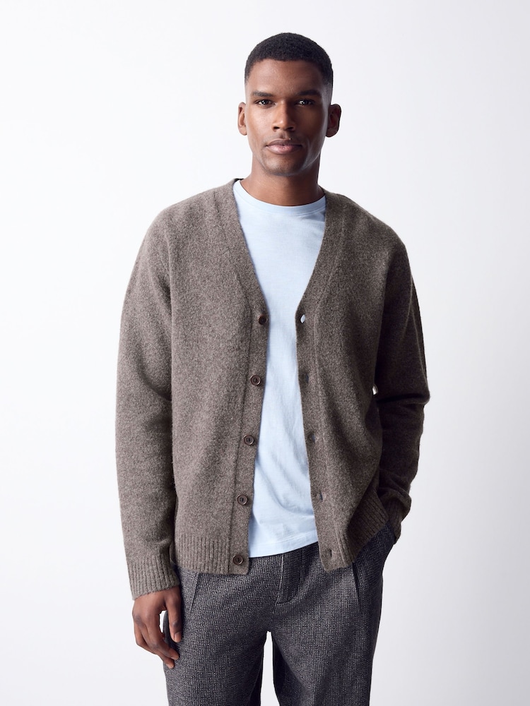 Neutral Relaxed Fit Cosy Cardigan With Wool - Image 1 of 5