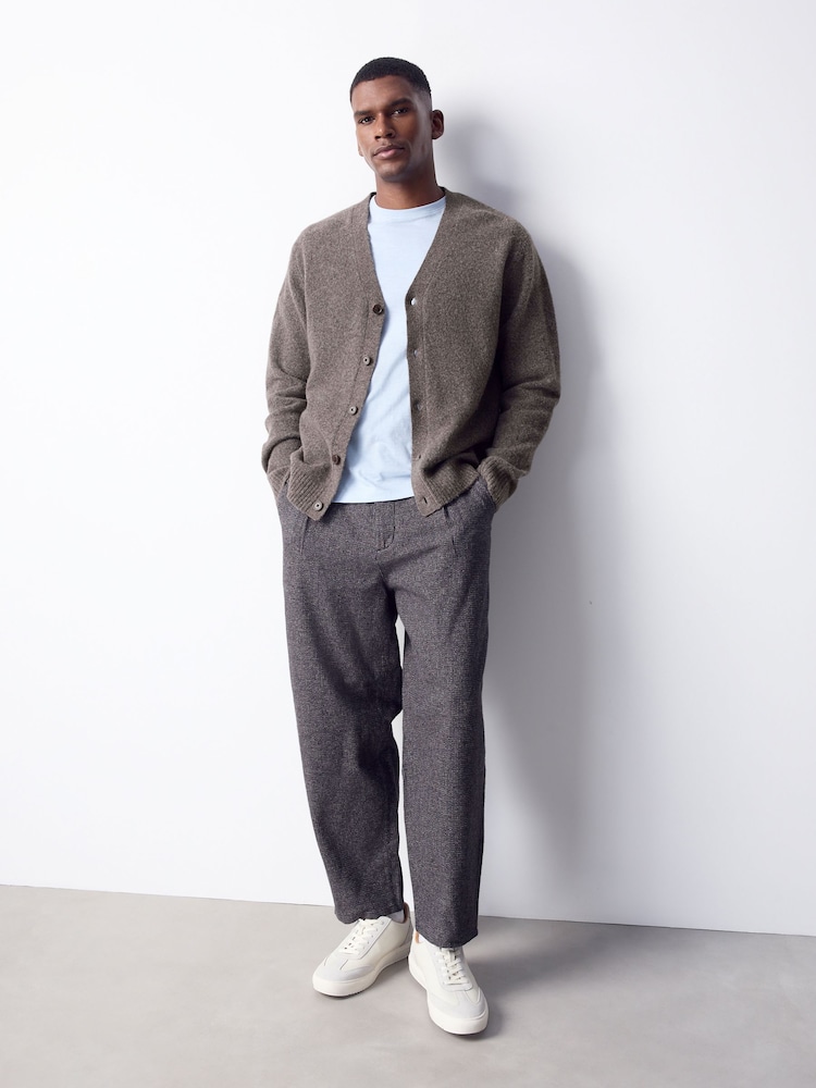 Neutral Relaxed Fit Cosy Cardigan With Wool - Image 2 of 5