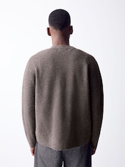Neutral Relaxed Fit Cosy Cardigan With Wool - Image 3 of 5