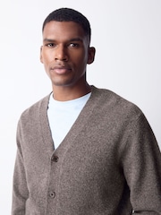 Neutral Relaxed Fit Cosy Cardigan With Wool - Image 4 of 5
