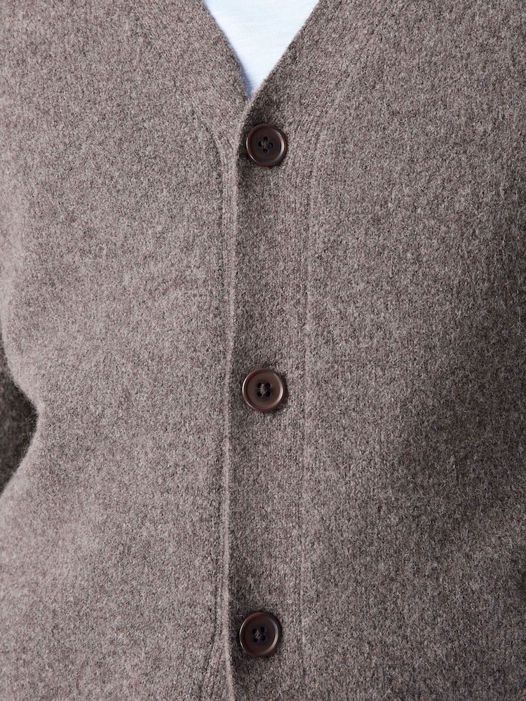 Neutral Relaxed Fit Cosy Cardigan With Wool - Image 5 of 5