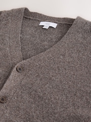 Neutral Relaxed Fit Cosy Cardigan With Wool - Image 7 of 8