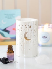 Something Different White Iridescent Moon Pillar Oil Burner and Wax Warmer - Image 1 of 5