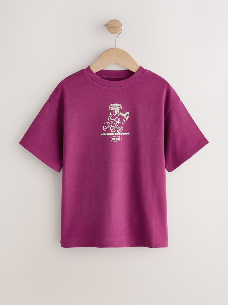 Burgundy Coffee Oversized Graphic T-Shirt (3-16yrs) - Image 1 of 4