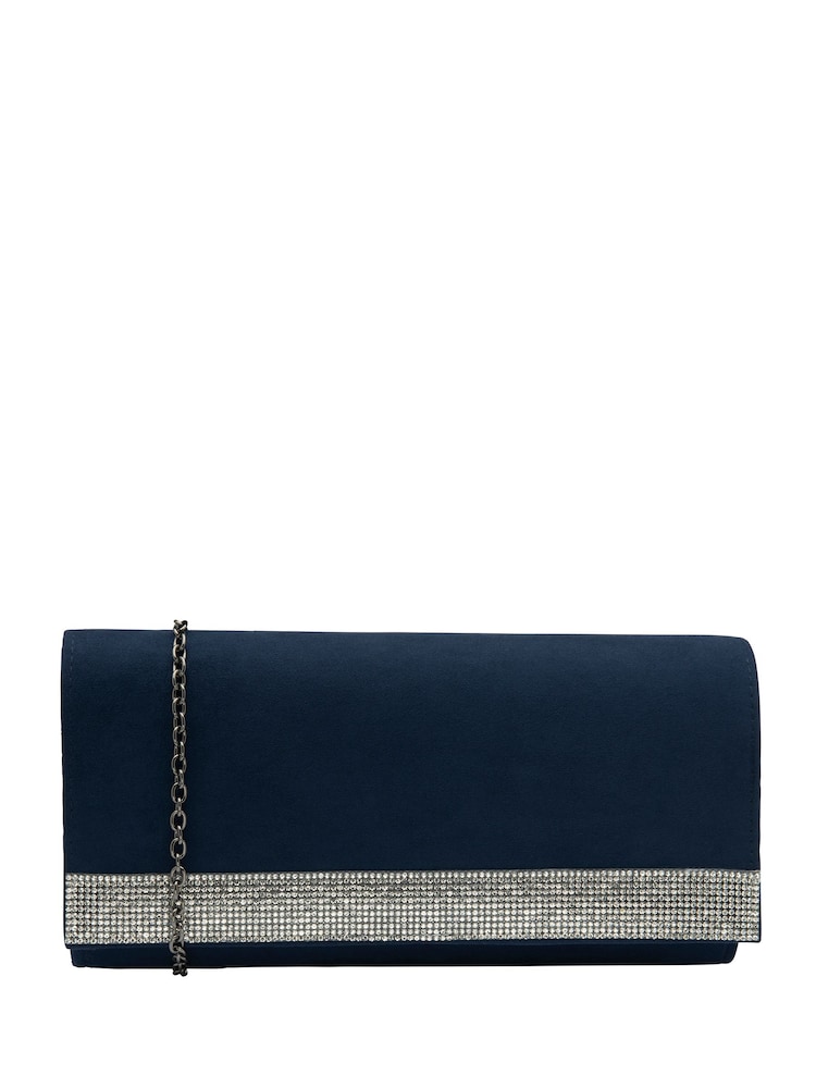 Lotus Blue Clutch Bag with Chain - Image 1 of 4 Lotus Blue Clutch Bag with Chain - Image 1 of 4